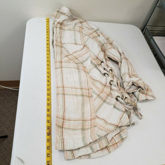 Free People Womens Ivory Nordic Day Button Up Tunic Top Size M Long Sleeve Boho - Picture 7 of 8